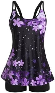 Arolina Tankini Swimsuits for Women Tummy Control High Waisted Bathing Suit Swimwear Purple Cherry Blossoms Plus Size 24W
