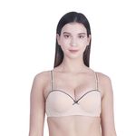 Brachy Women's Heavy Padded Underwired Demi Cup Push up Bra BCA_DUPPERPIPA02_34- Beige