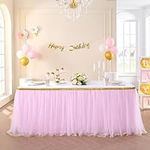 Besutolife Pink Tulle Table Skirt T