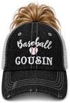 Cocomo Soul Womens Girls Baseball Cousin Hat | Baseball Cousin Messy BUN High Ponytail Hat 231 Dark Grey