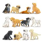 toymany 12PCS Dog Figurines Playset, Realistic Detailed Plastic Mini Puppy Figures, Hand Painted Emulational Tiny Dogs Animals Toy Set, Cake Toppers Christmas Birthday Gift for Kids