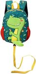 DB Dinosaur Toddler mini backpack with leash,children Kids baby harness bookbag (Green)