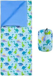Wildkin Kids Sleeping Bag – Roll-Up Design with Storage Bag for School, Travel & Camping - Dinosaur Land