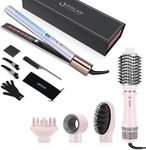 IG INGLAM Hair Drye Brush and Titanium Flat Iron Hair Straightener Bundle