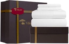URBANHUT Egyptian Cotton Sheets Set 1000 Thread Count - Bedspread Deep Pocket Premium Bedding Set, Luxury Bed Sheets for Hotel Collection Soft Sateen Weave King True White