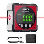 XUNTOP USB Charging Digital Angle Finder Level Box with Electronic Laser 4-Side Strong Magnetic Angle Gauge IP54 Waterproof Inclinometer Level Saving Time and Effort in Decorations Woodworking