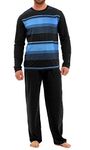 Location Clothing Mens PJ Pyjama Set PJ's Pyjamas Sizes S-4XL, M, Black/Blue Stripe