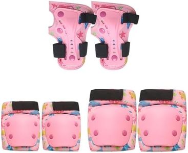 Kids/Youth Knee Pads Elbow Pads Toddler Protective Gear Set with Wrist Guards 6 in 1 for Roller Skates BMX Bike Skateboard Inline Skatings Scooter Riding Sports,Volleyball,Football,Pink Star-S