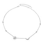 Flyow Dainty 925 Sterling Silver Adjustable Choker Necklace Jewelry Chain for Women and Girls (sun moon and star)