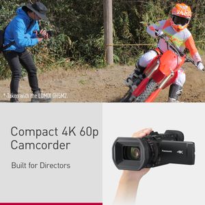 Panasonic 4K 60p Professional Camcorder – 25mm Wide Lens, 24x Zoom, Black