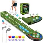 TERRAMUS Golf Putting Mat with Light up Holes, Glowing Golf Balls, Practice Putting Green with 2 Putter Clubs, Practice Mats,Training Matt Indoor Outdoor,Sport Game Toy Set for Kids Adults Family
