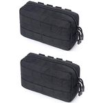 Azarxis Equipment Multi-Purpose Tactical EDC Admin MOLLE Pouch Utility Tools Bag Organizer Military Waist Belt Modular Attachment (Black - 2 Pack)