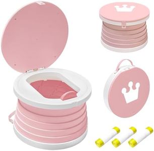 2025 Upgraded Portable Potty Training, Travel Potty for Toddler, portable toilet for kids Foldable, Apply to Seat Emergency Toilet for Camping, Outdoor,Car, Indoor(White-Pink)
