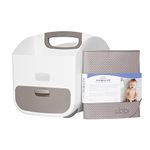 Ubbi Portable Diaper Changing Station with Soft Foldable Changing Mat, Rubberized Handle, Non-Skid Rubber Feet, Diaper Storage Caddy Organizer - Stores Baby Diapers, Wipes & Baby Accessories, Taupe