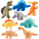 Prextex Plush Dinosaurs 8 Pack 5'' Long Great Gift for Kids Stuffed Animal Assortment Great Set for Kids