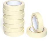 True-Ally Masking Tape 3/4 inch 18 mm x 20 Meters (Pack of 8) of Multi-Use, Easy Tear Tape. Great for Carpenter Labeling, Painting, Packing and More. Adhesive Leaves No Residue.