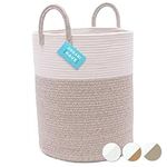 OrganiHaus XXL Rope Woven Laundry Basket | Laundry Hamper Basket for Blankets | Nursery Hamper Basket | Baby Laundry Basket White | Large Basket for Scandinavian Home Decor 38x45cm - Brown Basket