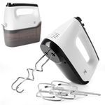 Moss & Stone White Hand Mixer With Snap-On Storage Case, 6 Speed Hand Mixer Electric, 250w Power handheld Mixer for Baking Cake Egg Cream Food Beater, & 4 Stainless Steel Accessories