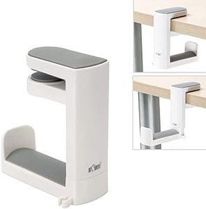 KIWIFOTOS Soporte para auriculares con suspensión giratoria de 360° + abrazadera ajustable, soporte para auriculares de escritorio, clip auriculares juegos, soporte gancho - blanco