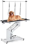 43.3" Hydraulic Dog Grooming Table for Pet, Heavy Duty Structural Hydraulic Max Load 350Lbs Professional Pet Grooming Table with Adjustable Overhead Arm & Noose Height Range 22''-39'' (WHITE)