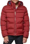 Tommy Hilfiger Men's Hooded Puffer Jacket, New Matte Red, Large