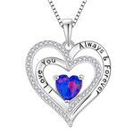 OSKINIA Women Necklace 925 Sterling Silver 12 Month Opal 3A CZ Engraved with I Love You Always & Forever Pendant Necklace for Women Gifts for Mom Women Girlfriend Wife 45+3cm Chain, Sterling Silver, Opal