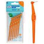 TePe Interdental Brush Angle, Orange, 0.45mm/ISO 1, 6pcs, Interspace Cleaning, Plaque Remover for Teeth with Narrow Gaps, ensures Strong Gums