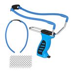 Relaxdays Unisex Adult Slingshot with 100 Balls & Spare Rubber Adjustable Throwing Arm Sport 18+ Years Professional Slingshot Blue