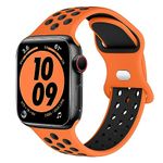 Higgs Strap Compatible with Apple Watch Straps 49mm 44mm 45mm 42mm for Women Men, Two-tone Perforations Soft Silicone Sport Strap for iWatch Ultra/Ultra 2,Series 9 SE 8 7 6 5 4 3 2 1 Orange/black