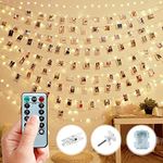 Trongle LED Photo Clip String Lights, 10M Photo Peg Fairy Lights, 100 LED Bulbs, Hanging String, with Wireless Remote for Bedroom, Party, Wedding, Christmas Decoration(Warm White)