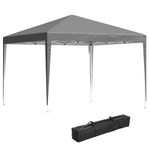 Outsunny 3 x 3M Garden Pop Up Gazebo Height Adjustable Marquee Party Tent Wedding Canopy with Carrying Bag, Grey