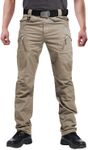 Susclude Men's Military Tactical Pants Outdoor Lightweight Casual Cotton Work Cargo Pants Ripstop Mens Hunting Hiking Pants Multi-Pockets Khaki 34Wx32L