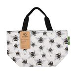 ECO CHIC Lightweight Foldable Insulated Lunch Bag Water Resistant Cooler Bag (Bumble Bees Grey)