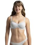 Jockey 1723 Women's Wirefree Padded Super Combed Cotton Elastane Stretch Medium Coverage Lace Styling T-Shirt Bra with Adjustable Straps_Steel Grey Melange_34B