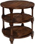 Hekman Tiered Round Lamp Table - Wooden End Table with 3 Fixed Shelves, Wooden Finish, Solid Wood Construction, Rubbed Wool Wax, Multifunctional, Rustic Nightstand for Living Room & Bedroom Furniture