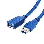 ULTRICS USB 3.0 Extension Lead 2M, Type A Male to Female 5Gbps Data Transfer Cord, Fast Charging Extender Cable Compatible with PC Phone Card Reader Hub Keyboard Hard Disk Printer Scanner Camera