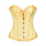 Women's Corsets Sexy Brocade Overbust Lace up Boned Corsets Shapewear Corset Women's Bustiers & Corsets Bodyshaper Gothic Underbust Corset Top Bodysuit Sexy Halloween Costume (Yellow, XS)