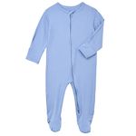 Aablexema Baby Footie Pajamas Zipper - Unisex Newborn Infant Footed Pjs with Mittens Viscose Sleep Play Jammies, Blue, Newborn