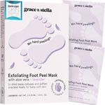 grace & stella Award-Winning Foot Peel Mask (2 Pairs, Lavender) - Foot Peeling Mask with Aloe Vera - Moisturizing Foot Mask for Dry Cracked Feet - Foot Exfoliator for Baby Soft Feet