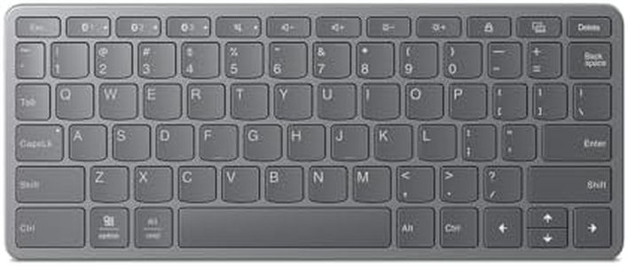 Lenovo Multi-Device Wireless Bluetooth Keyboard, Connect Up to 3 Devices Simultaneously, Compatible with iOS, Android, Windows, Slim Profile, Rechargeable, 60-Hour Battery Life, Iron Grey