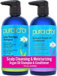 PURA D'OR Scalp Therapy Shampoo & Healing Conditioner Low Lather Set (16oz x 2) Hair Oil For Dry, Itchy Scalp - Hydrates & Nourishes Hair with Tea Tree, Argan Oil & Biotin, All Hair Types, Men Women