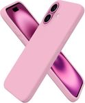 DIZORO Compatible for iPhone 16 Case 6.1, Slim Liquid Silicone 3 Layers Full Covered Soft Gel Rubber Phone Case Protective Cover 6.1 Inch - Pink
