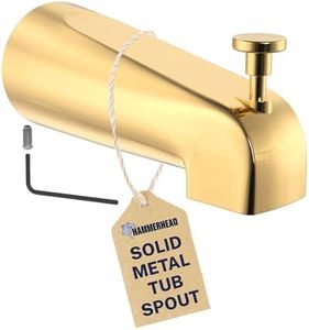 HammerHead Showers Solid Metal Tub Spout with Diverter, Slip On Bath Tub Spout for ½” Copper Pipe, Easy Install Bathtub Faucet, Polished Brass