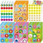 RMMD Reward Stickers for Children, 452 PCS Teacher Stickers Star Stickers for Children Reward Star Smiley Stickers for Children Reward School Good Job Stickers for Classroom Incentive Stickers