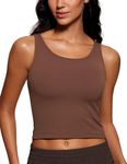 CRZ YOGA Womens Butterluxe Double Lined Tank Tops Scoop Neck Racerback Workout Tanks Sleeveless Casual Cropped Top Coffee Brown X-Large