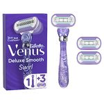 Gillette Venus Extra Smooth Swirl Razor for Women with Flexiball Technology + 3 Refill Blades (Packaging May Vary)