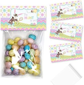 The Hunt Is On Bunny Detective Easter Bag Toppers 20 Pack with 20 Self‑Adhesive Bags, Easter Bunny Detective Themed Bag Toppers for Kids Party Favors and Goodie Bags by Amanda Creation