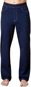 PajamaJeans Men's Pull On Jeans - Elastic Waist Pants - Straight Leg Sweatpant Jeans, Indigo, Tall, 4XL