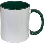 SDN Custom 15 oz AAA Coated White Sublimation Ceramic Mug with Inner Color and Forest Green Handle - Blank Ceramic Coffee Cups Set for Printing and DIY Gifts – Oven and Mug Press Compatible (6 Pack)