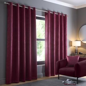 Fusion - Wine Red Curtains W66 x L72 (168 x 183cm) - 2X Panels - Eyelet Curtains in Red Wine - Thermal Curtains for Bedroom/Living Room - Red Curtains & Drapes - Door Curtains - Strata Collection